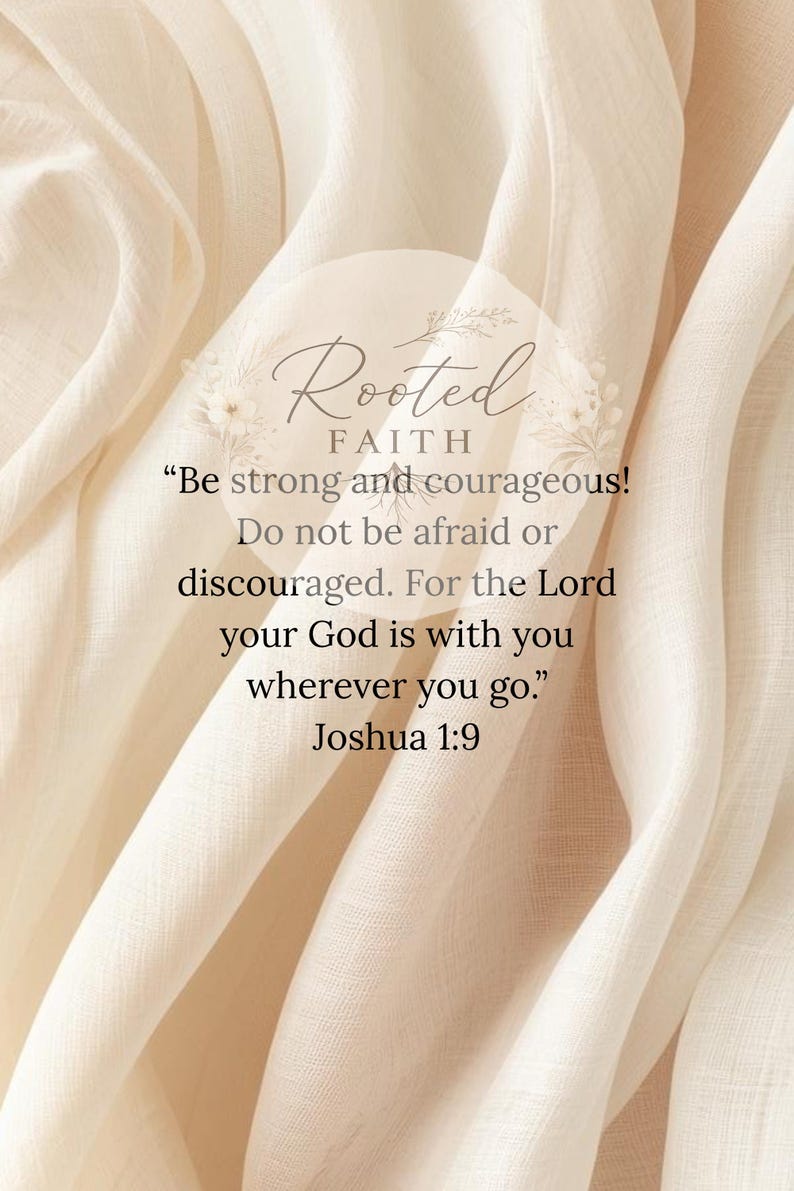 Joshua In Script Joshua 1:9 Wall Art | Be Strong and Courageous | Christian Digital ...
