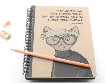 Andy Warhol Spiral Notebook, Cat Artist Notebook