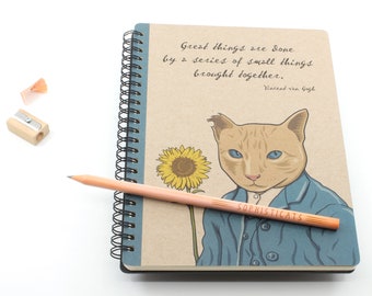 Vincent Van Gogh Spiral Notebook, Cat Artist Notebook