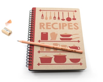 Recipe Book, Large Spiral Bound Notebook "Recipes"