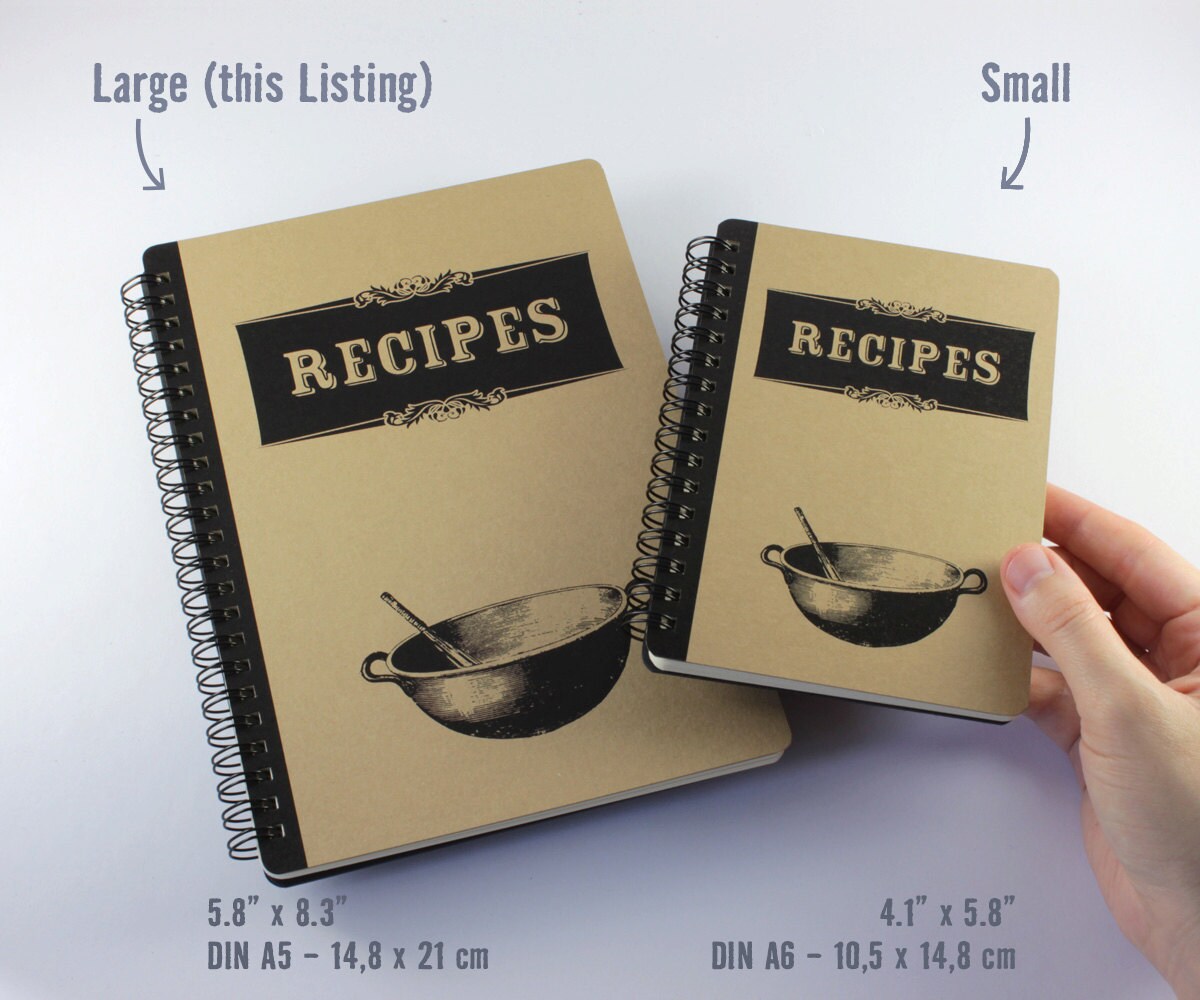 Recipe Book Large Spiral Bound Notebook Recipes Etsy
