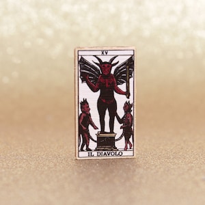 Duivel Tarot Pin, Il Diavolo Tarot Kaart Houten Pin, Tarot Houten Broche