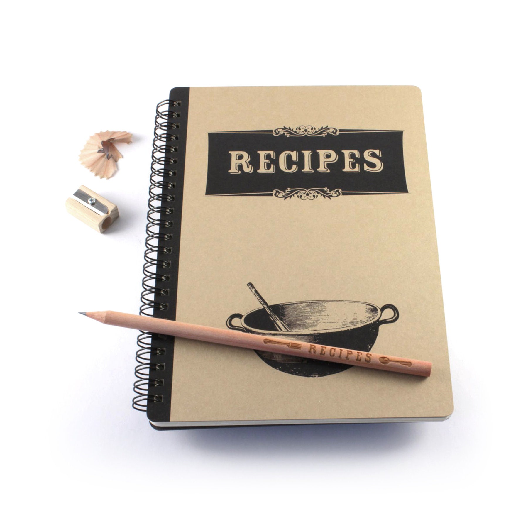 Recipe Notebook, Brown Kraft Card Stock Soft Covered Journal