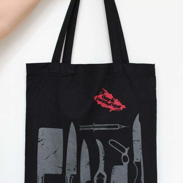 Dexter inspired Dark Passenger Tote Bag Screenprint Cotton, with long handles