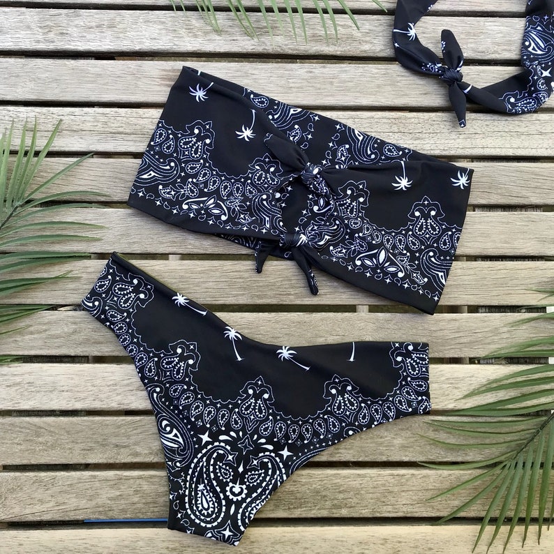 Olive x Bandana Strapless Bandeau Cheeky Bikini Set Etsy