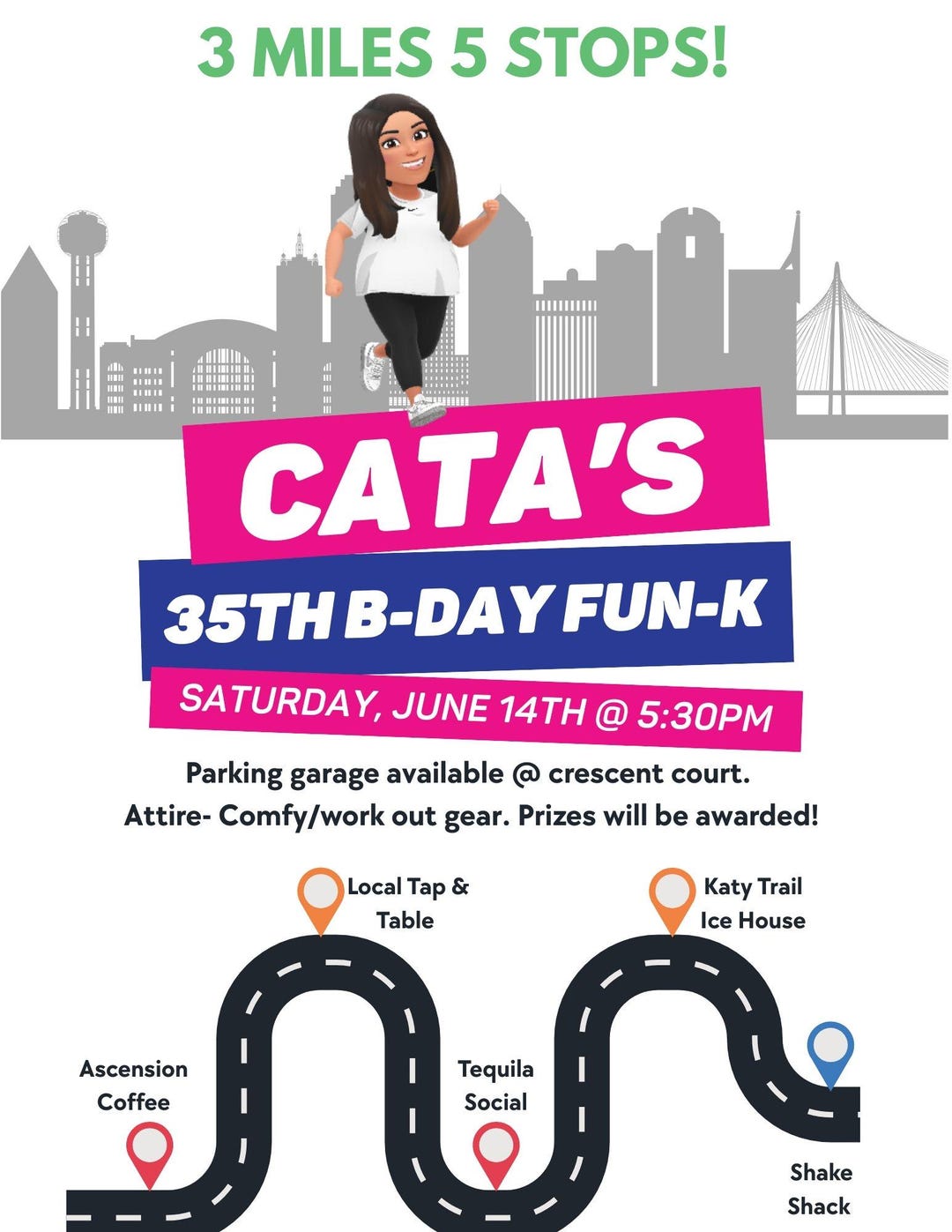 Flyer Bibs Custom 5K Birthday Party | Printable Race Bibs, Invite Flyer & Medal ...