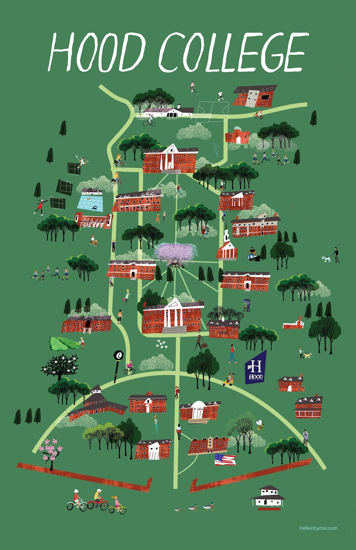 Hood College Illustrated Map - Etsy
