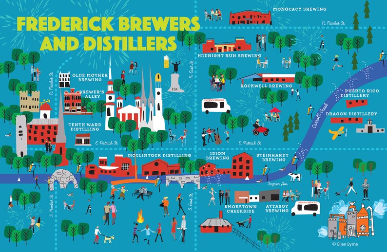 Frederick Maryland Breweries and Distilleries Map 2023. Etsy