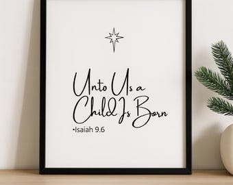 Isaiah 9:6 Scripture Print • Minimalist Christian Christmas Art (Digital Download)
