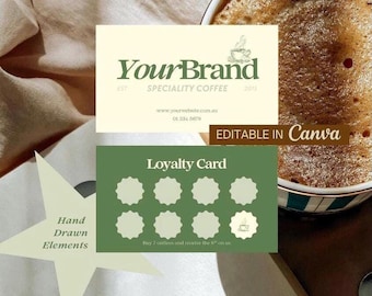 Coffee Loyalty Card Canva Template – 8 Visit Punch Card | Minimal Café Rewards Card | Editable Printable Loyalty Card for Coffee Shops