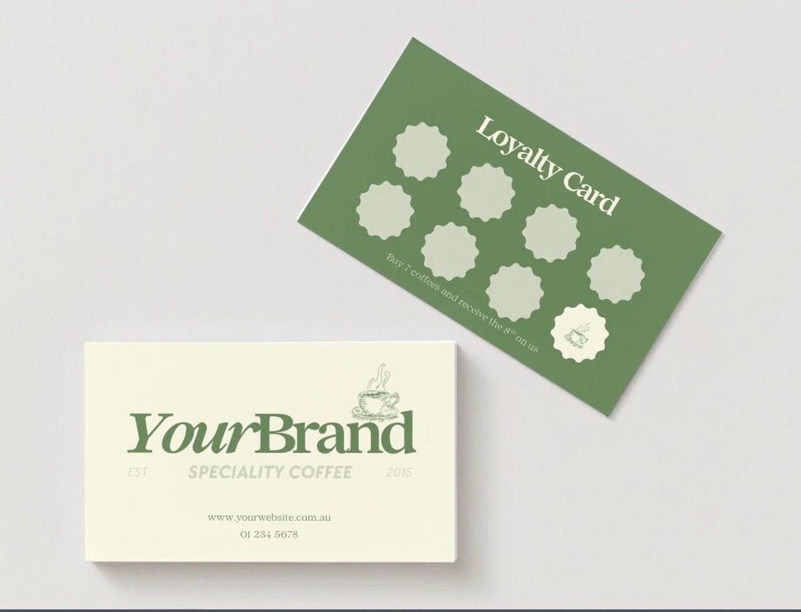 Coffee Loyalty Card Canva Template – 8 Visit Punch Card | Minimal Café ...