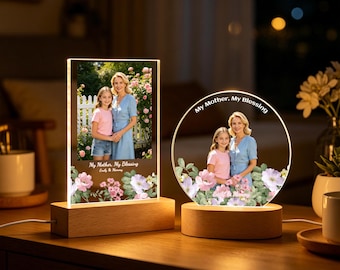 Regalo del Día de la Madre Lámpara de noche personalizada con foto Lámpara LED acrílica personalizada para mamá Abuela Mi Madre Mi Bendición Decoración Fe Regalo para Ella