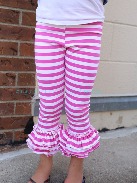 Clearance Size 18 Months. Pink Stripe Ruffled Capris 