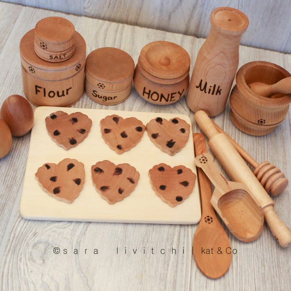 Deluxe edition Natural wooden Cookie Baking set for Play Kitchen