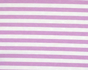 Cotton lycra lavender purple  and white jersey knit fabric by the yard