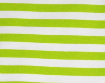 Free ship Cotton lycra lime  and white jersey knit fabric by the yard.