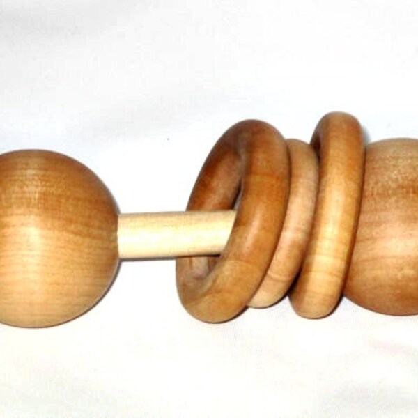 Natural Classic wooden rattle.