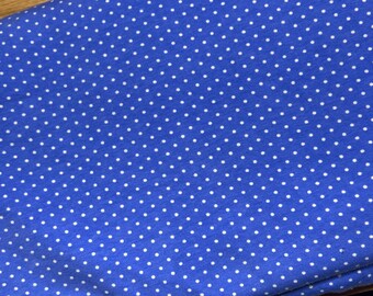 Free ship blue with white dot 2 yards available fabric by the yard. Medium weight cotton lycra fabric.