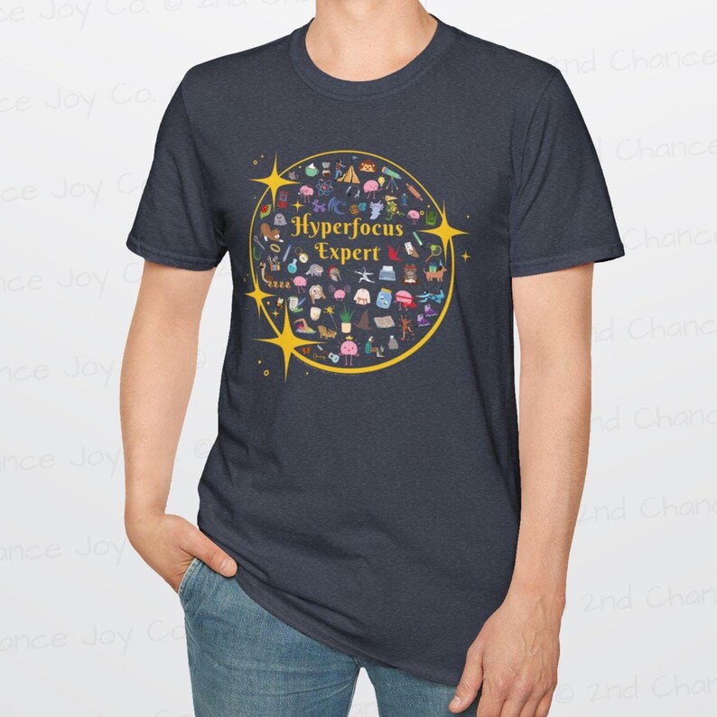 Hyperfocus Expert | Starry ADHD & Neurodiversity Self-Confidence | Soft Unisex T-Shirt zdjęcie 10