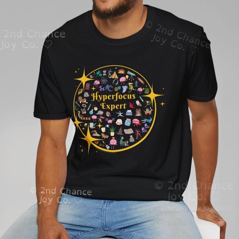 Hyperfocus Expert | Starry ADHD & Neurodiversity Self-Confidence | Soft Unisex T-Shirt zdjęcie 1