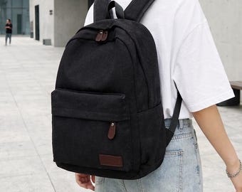 Mochila minimalista de lona, bolsa resistente para portátil, mochila unisex para uso diario, bolsa informal para la escuela y el trabajo, mochila de viaje ligera.