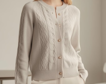 Cárdigan de punto con botones para mujer, suéter de invierno para combinar