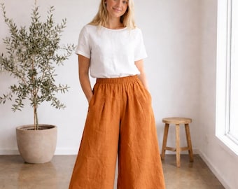 Spodnie lniane z elastycznym pasem i bawełną, luźne spodnie maxi do chodzenia po domu, szerokie spodnie w dużych rozmiarach, długie spodnie domowe na lato i wiosnę