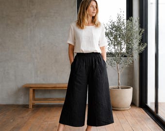 Spodnie lniane z elastycznym pasem i bawełną, luźne spodnie maxi do chodzenia po domu, szerokie spodnie w dużych rozmiarach, długie spodnie domowe na lato i wiosnę