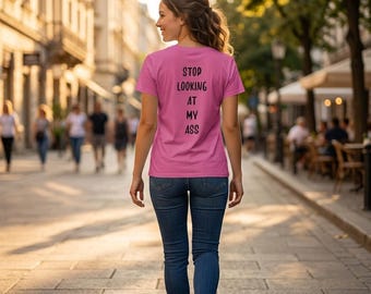 Funny Back Print Graphic Tee, Sarcastic Perv Humor Shirt, Casual Unisex Cotton T