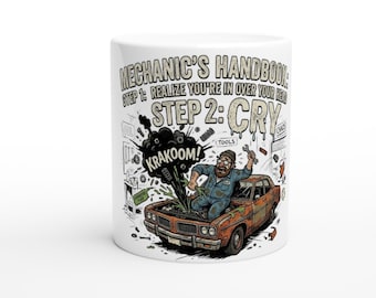 Mechanic's Handbook Funny Mechanic Mug, Car Repair Humor (11oz Ceramic)
