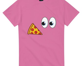 Funny Pizza Slice Eyes T-Shirt, Foodie Graphic Tee, Casual Cotton Top