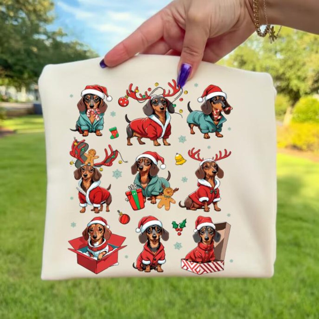 Christmas Dachshund Clipart Bundle PNG | Wiener Dog Santa & Reindeer ...