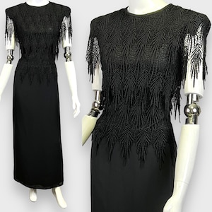 Beautiful Vintage 80s Webbed Lace Black Dinner Date Cocktail Dress