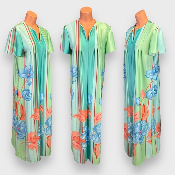 Vibrant Vintage 70s Colorful Green Orange Blue an… - image 1