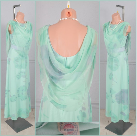 Beautiful Vintage 70s Floral Print Maxi Dress L XL