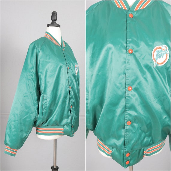 Vintage 80s Dolphins Chalk Line Satin Jacket XL - image 2
