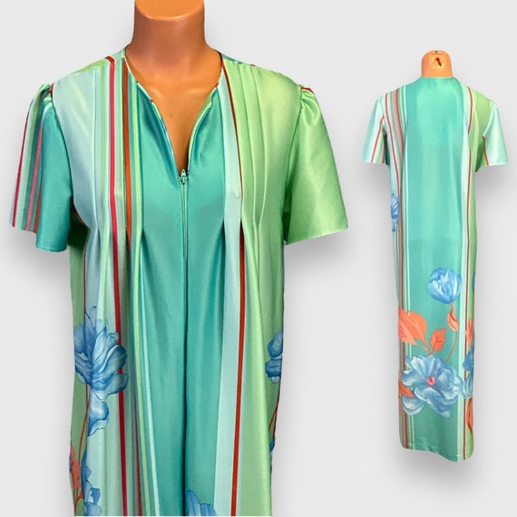 Vibrant Vintage 70s Colorful Green Orange Blue an… - image 2