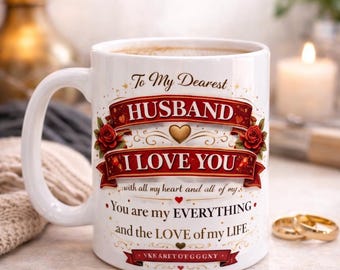 Taza romántica para esposo, regalo de "Te amo", taza de café para San Valentín (325 ml)