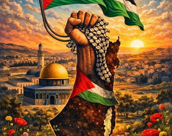 Impresión en aluminio de la Cúpula de la Roca de Palestina – Obra de arte islámica de Jerusalén (13x19)