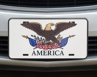 Placa de matrícula American Eagle: placa metálica patriótica de EE. UU.