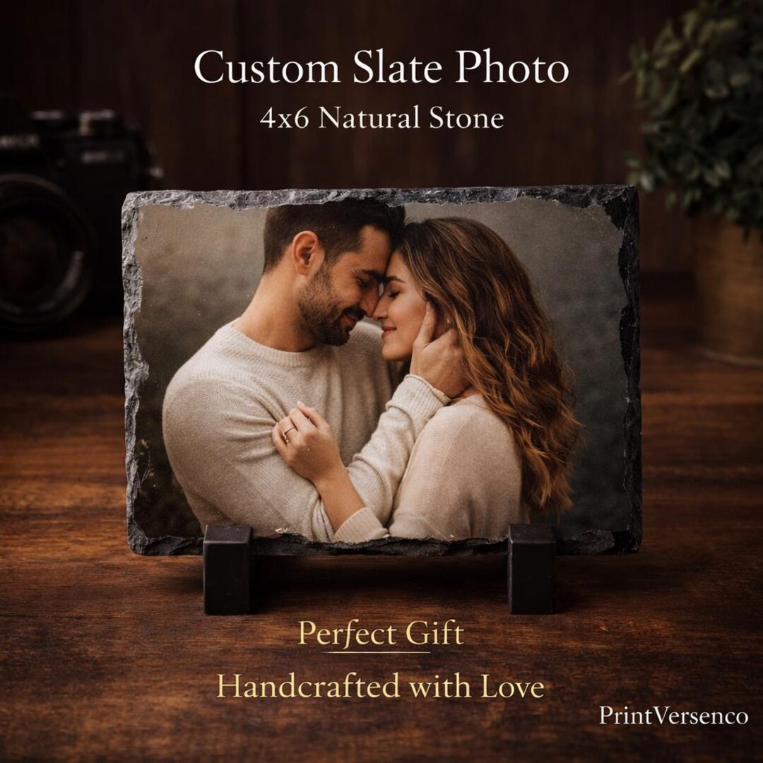 Custom Slate Photo Plaque – Personalized Stone Family Keepsake (4x6) - Etsy
