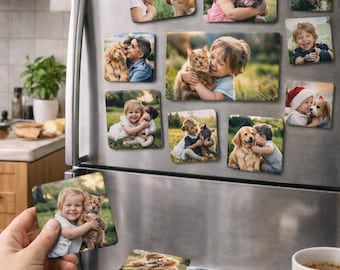 Imán personalizado con foto / Recuerdos de niños, mascotas y familia / Acabado mate resistente al agua