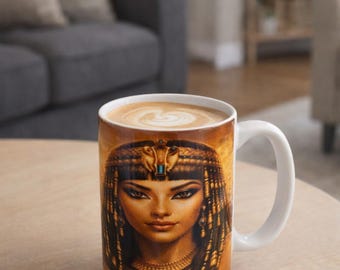 Taza de la Pirámide Egipcia / Taza de Café con la Esfinge / Taza de Arte del Antiguo Egipto / Taza de Cerámica de 325 ml / Regalo para Amantes de la Historia