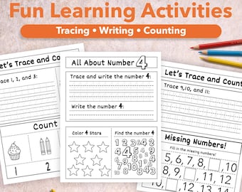 Number Tracing Worksheets 1-20 – Preschool Math Practice Printable for Kindergarten & Homeschool