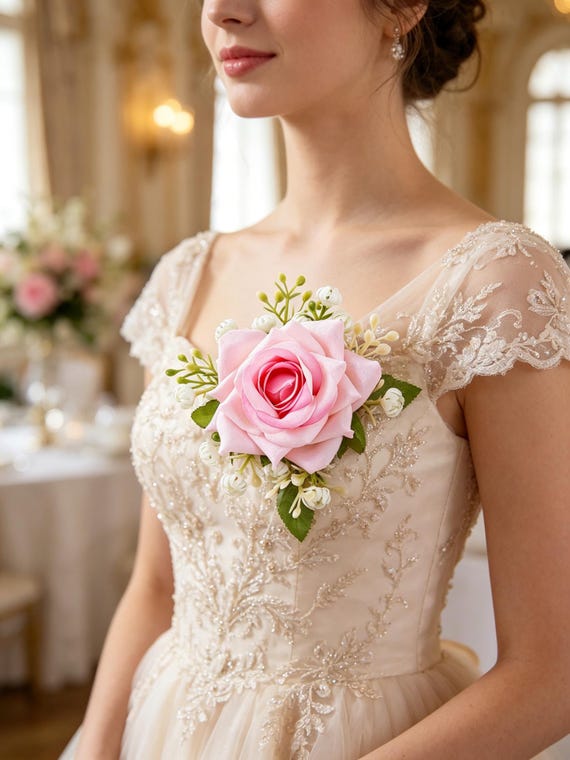 corsage bridesmaid dress Handmade Velvet Rose Wrist & Boutonnière - Wedding Flower, Wristlet, Prom Flower Pin corsage instead bouquet bridesmaids with corsages