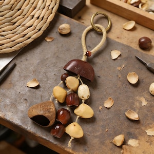Handmade Natural Seed Pod & Nut Shell Wind Chime, Healing Sound Shaker Bell, Boho Ethnic 9-Summer Wind