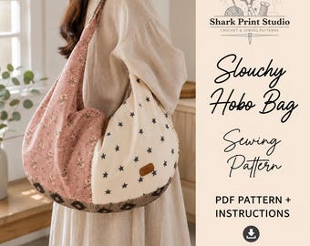 Slouchy Hobo Bag Sewing Pattern, Grocery Bag Pattern PDF, Beginner Friendly Tote Bag Tutorial, Step by Step Photo Instructions, Sew Pattern