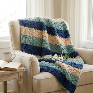 CROCHET PATTERN / Quilted Knit Blanket Pattern, Textured Patchwork Throw, Cozy Afghan, Winter Home Decor Gift,cozy afghan,Baby Blanket