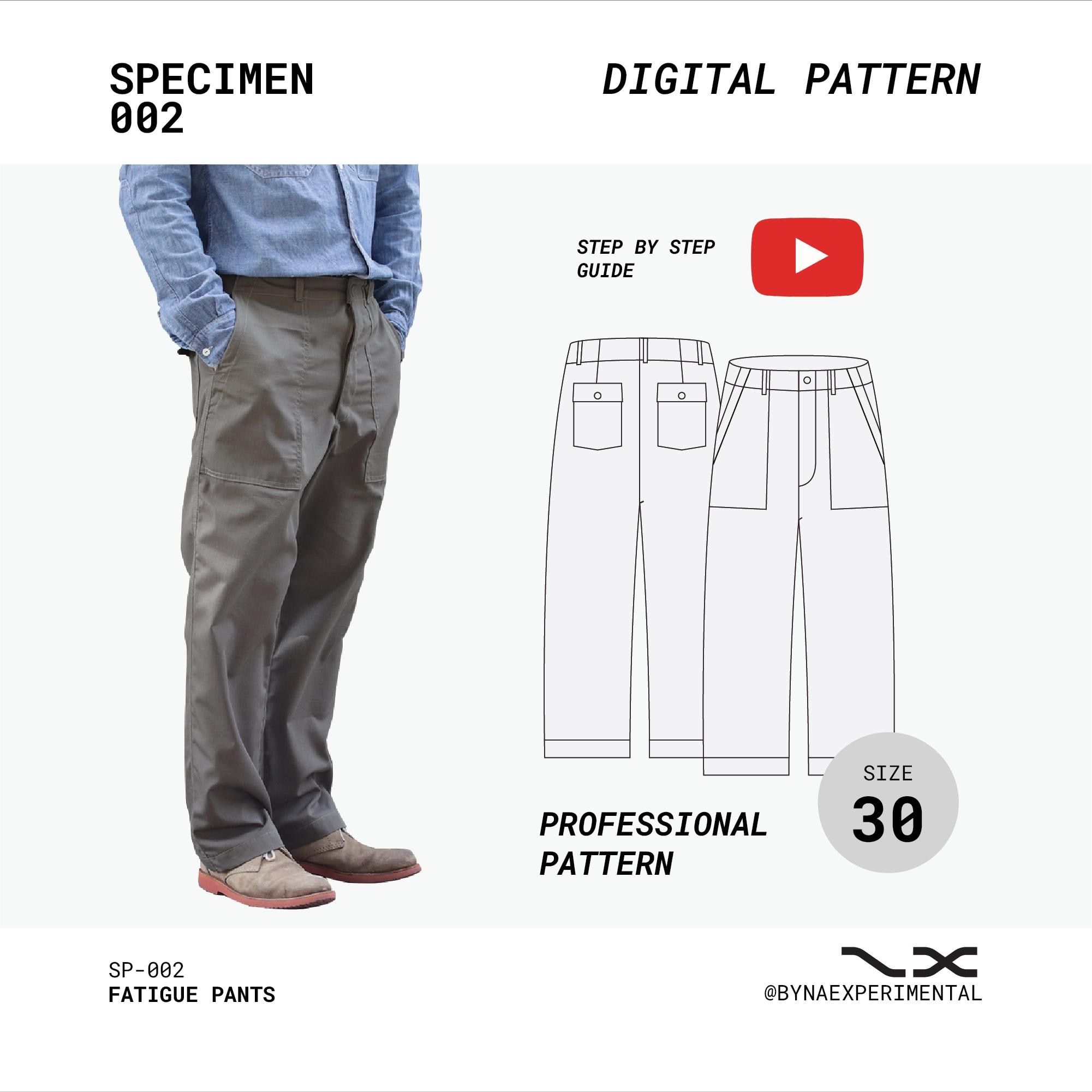 BROCHURE STRONG FATIGUE PANTS　Ｍサイズ Men's Military Fatigue Pants Sewing Pattern PDF Digital Download