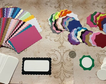 Decorative Rectangle and Circle Shape Die Cut pieces made from Rainbow colors cardstock paper for DIY Card Making Crafts Tags Decor Art